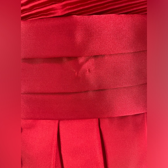 Rare 1980s Ruby Red Donna Morgan Satin Puff Sleeve Cocktail Dress - Picture 9 of 16